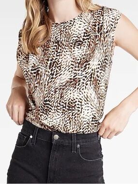 Express abstract animal print silky top